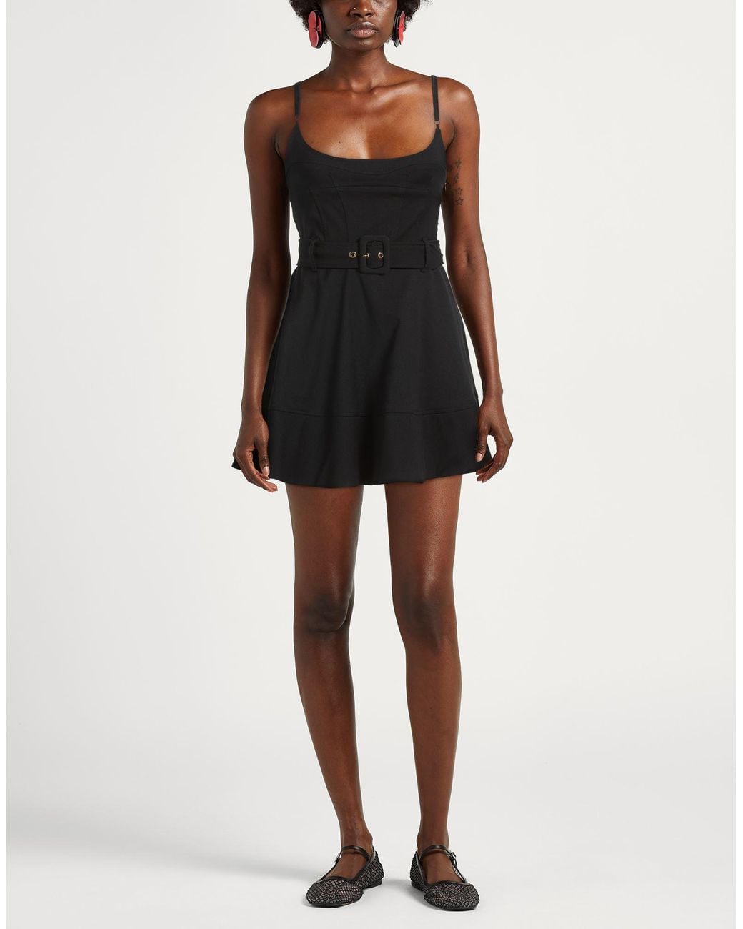 Pinko Black Mini Dress Wool, Polyester, Viscose, Elastane
