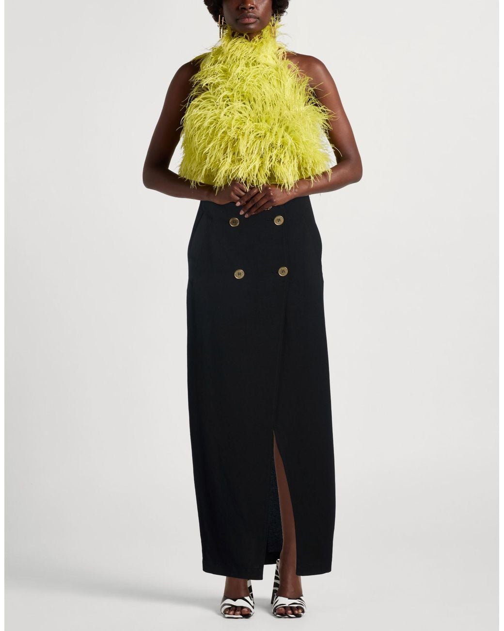 Versace Jeans Couture Black Maxi Skirt Viscose, Linen