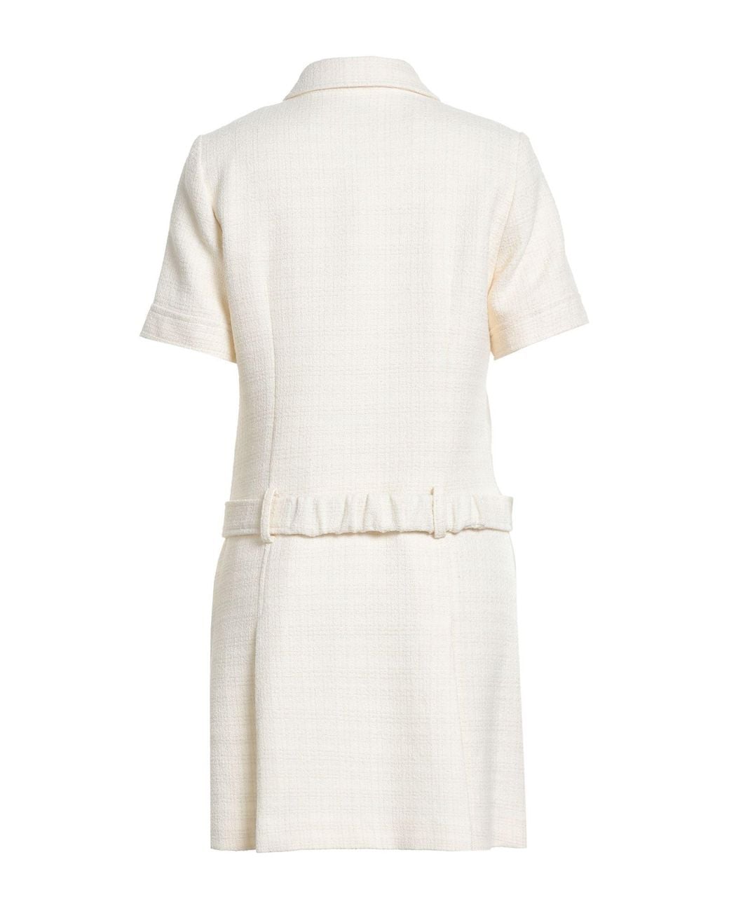 Sandro White Cream Mini Dress Cotton, Viscose, Acrylic, Polyamide