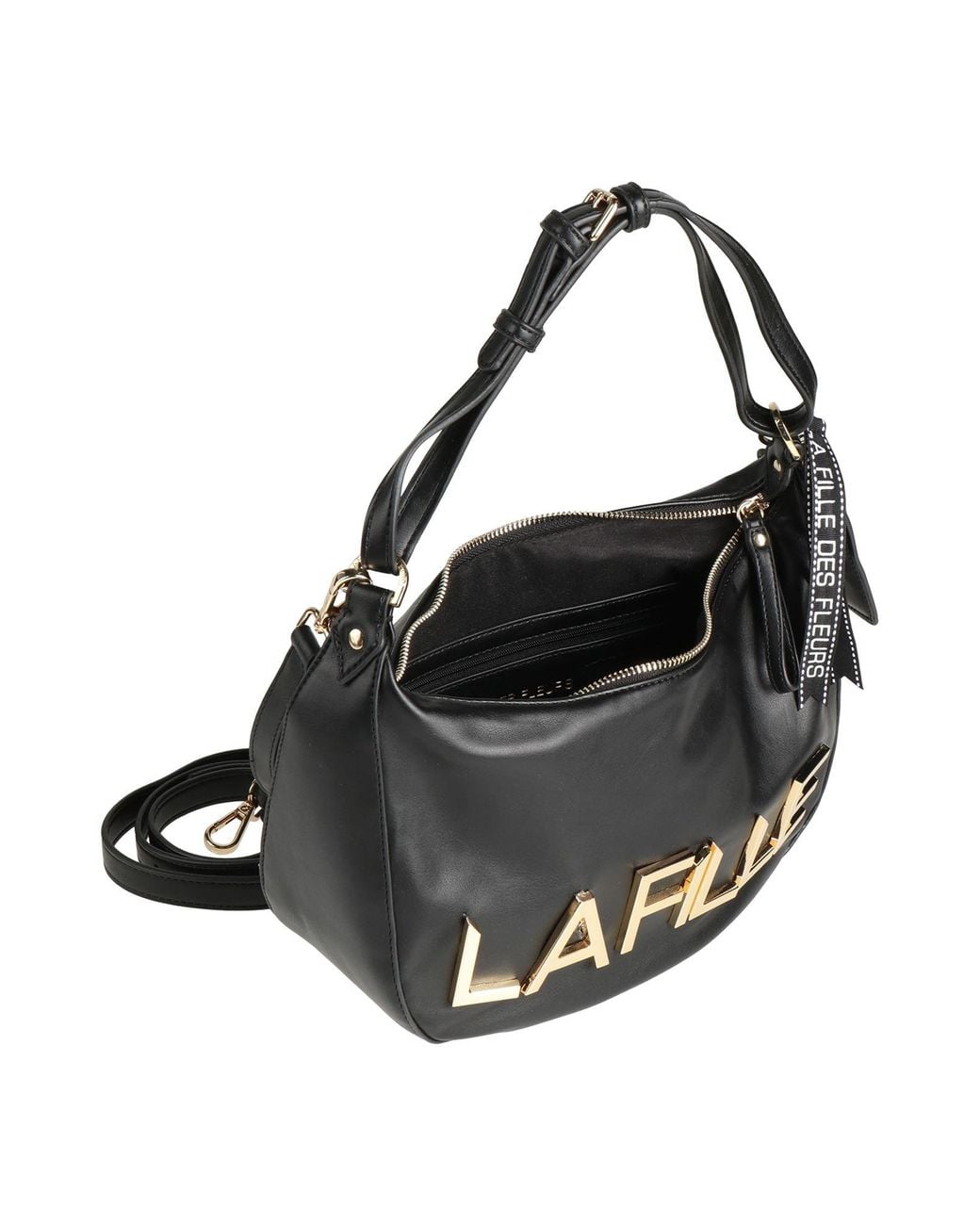 La Fille Des Fleurs Black Shoulder Bags