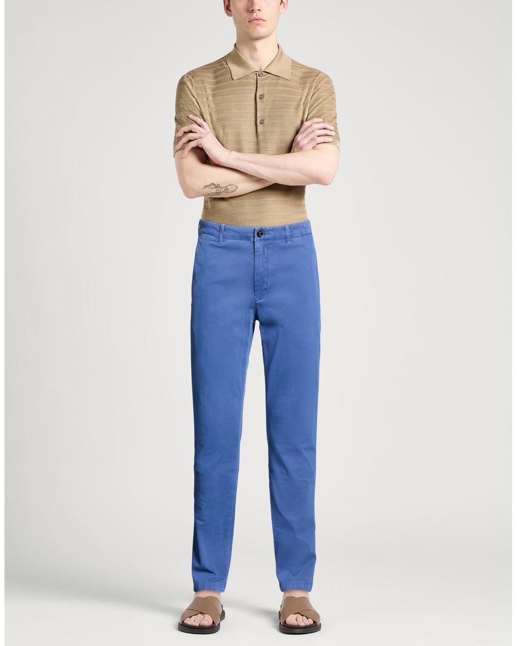 Moorer Blue Pants Cotton, Cashmere, Elastane for men