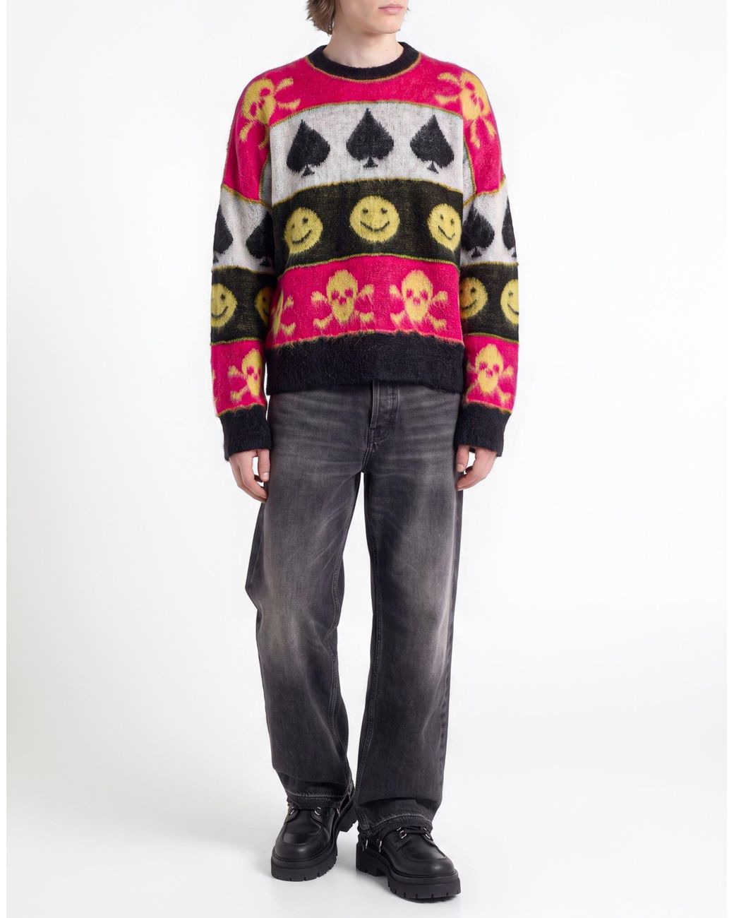 Isabel Benenato Pink Fuchsia Sweater Mohair Wool, Polyamide, Alpaca Wool, Acrylic for men