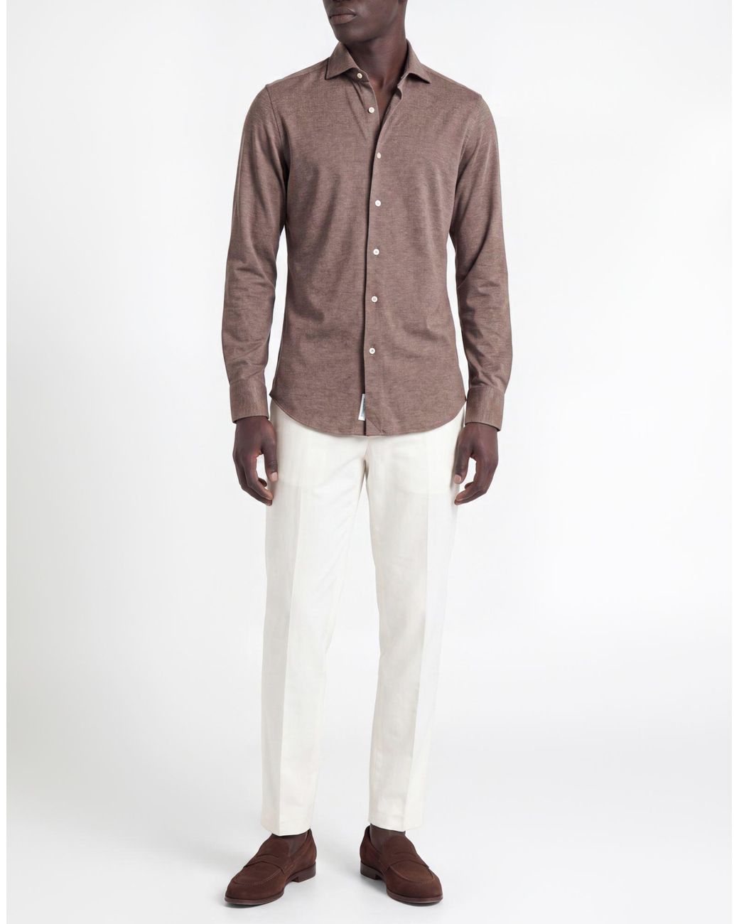 Alessandro Gherardi Brown Light Shirt Cotton, Cashmere for men