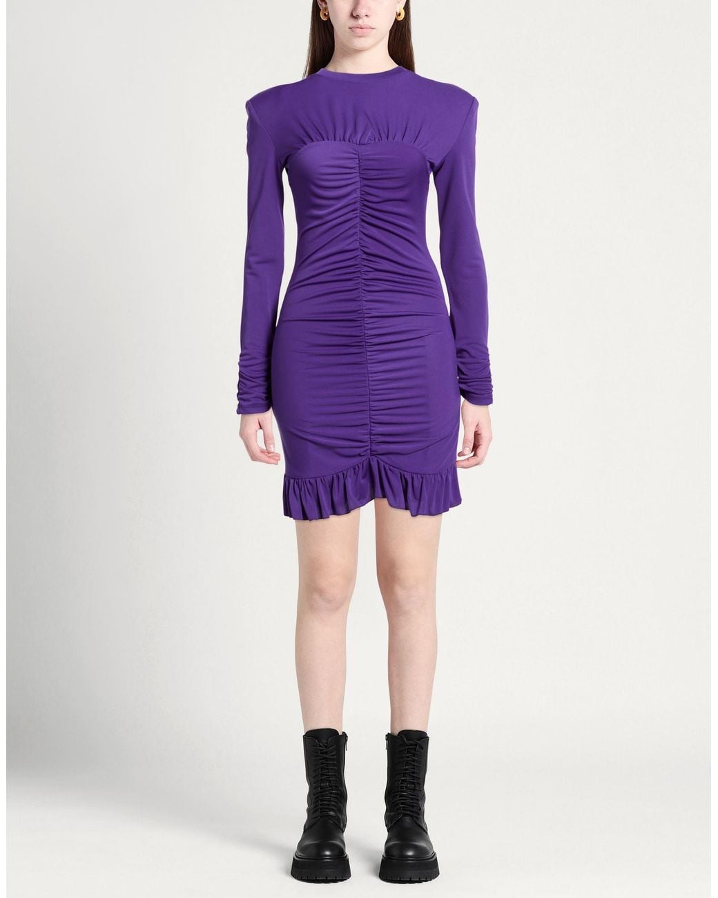 Isabelle Blanche Purple Mini Dress Polyester, Elastane