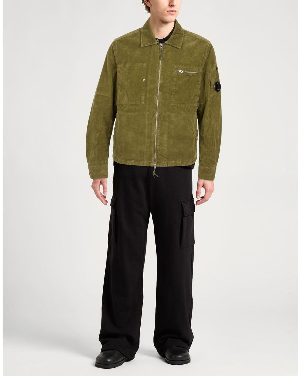 C P Company Green Military Jacket Cotton, Elastane for men