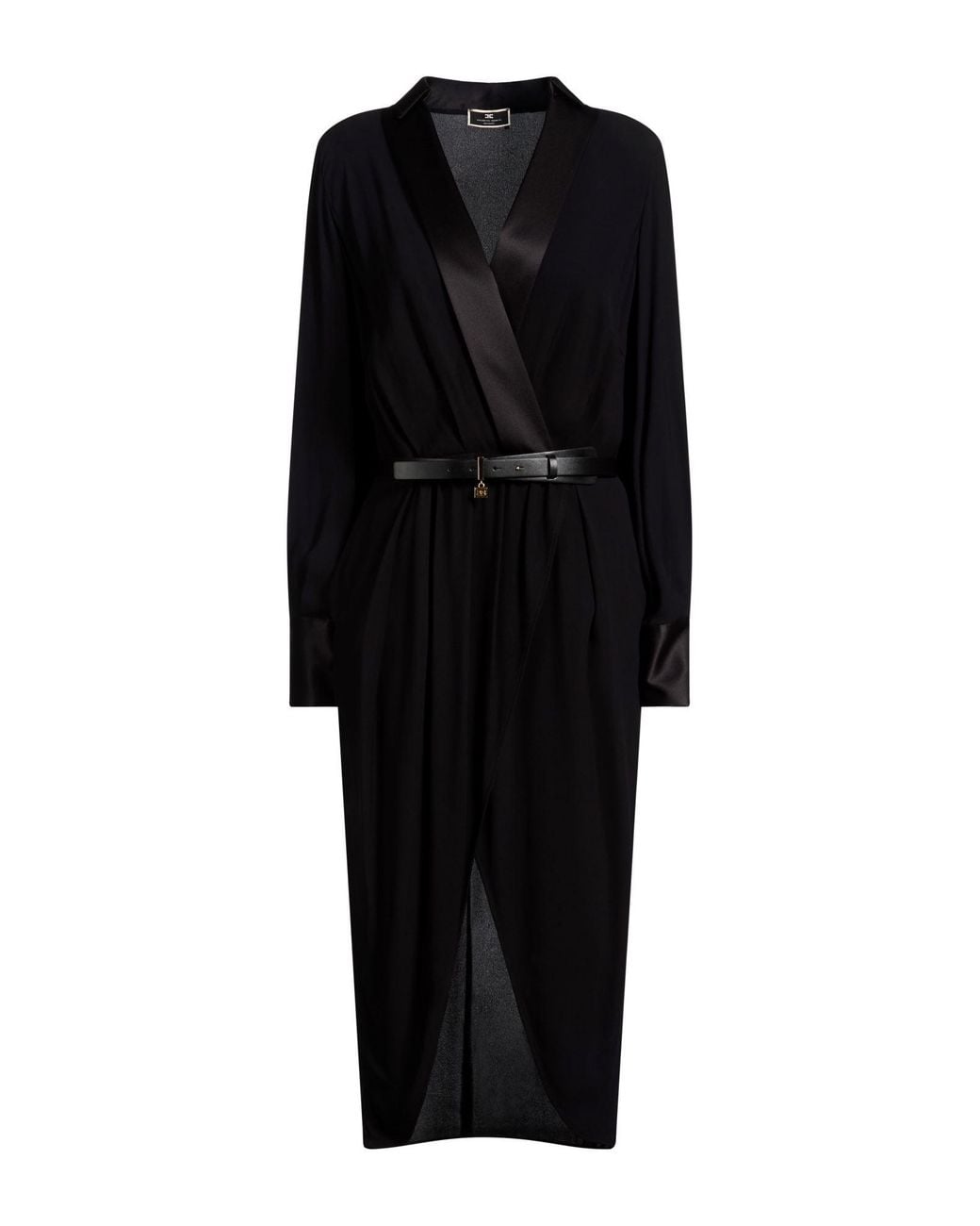 Elisabetta Franchi Black Midi Dress Viscose