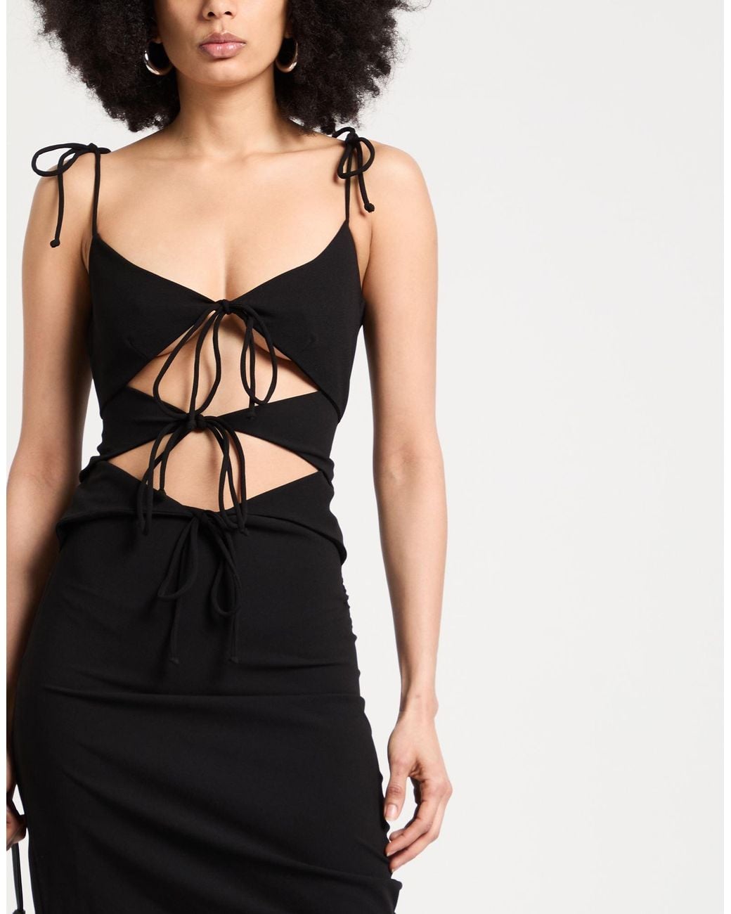 LES FILLES D'EVA Black Midi Dress Polyester