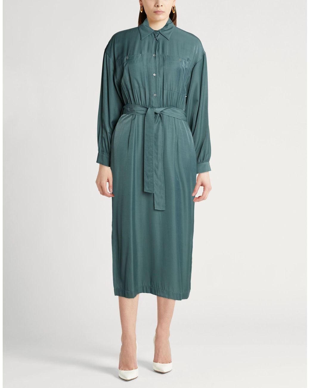 Peserico Green Midi Dress Viscose, Polyester