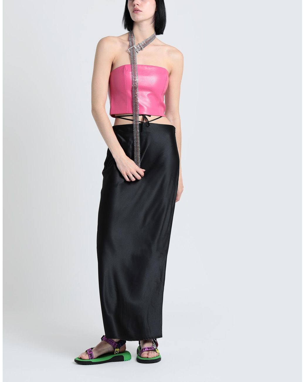 ROTATE BIRGER CHRISTENSEN Pink Emili Strapless Cropped Faux Leather Top
