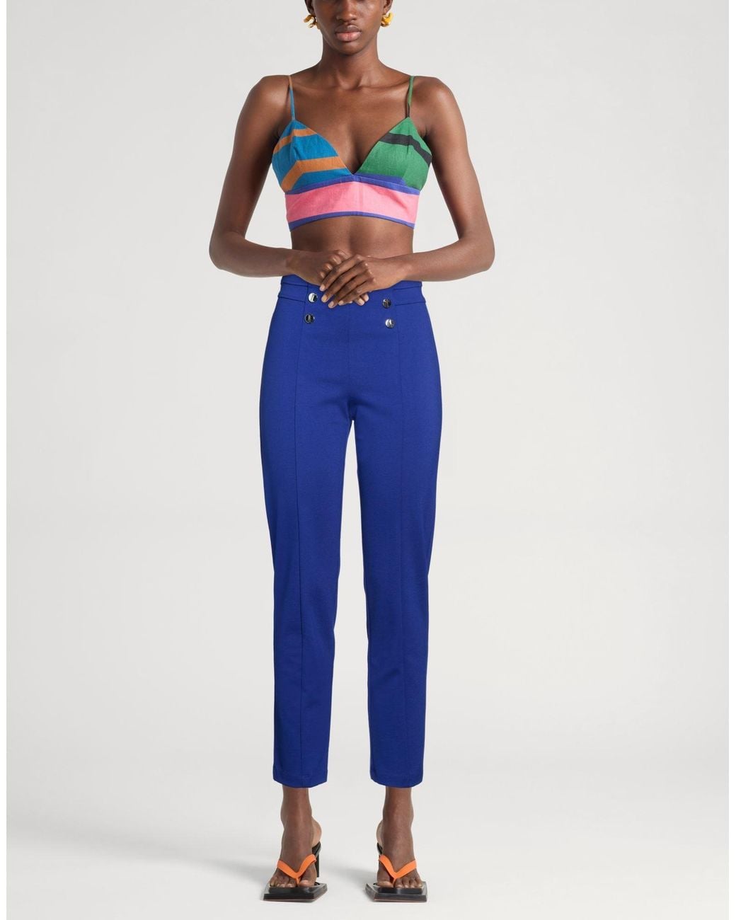Diana Gallesi Blue Pants Viscose, Polyamide, Elastane