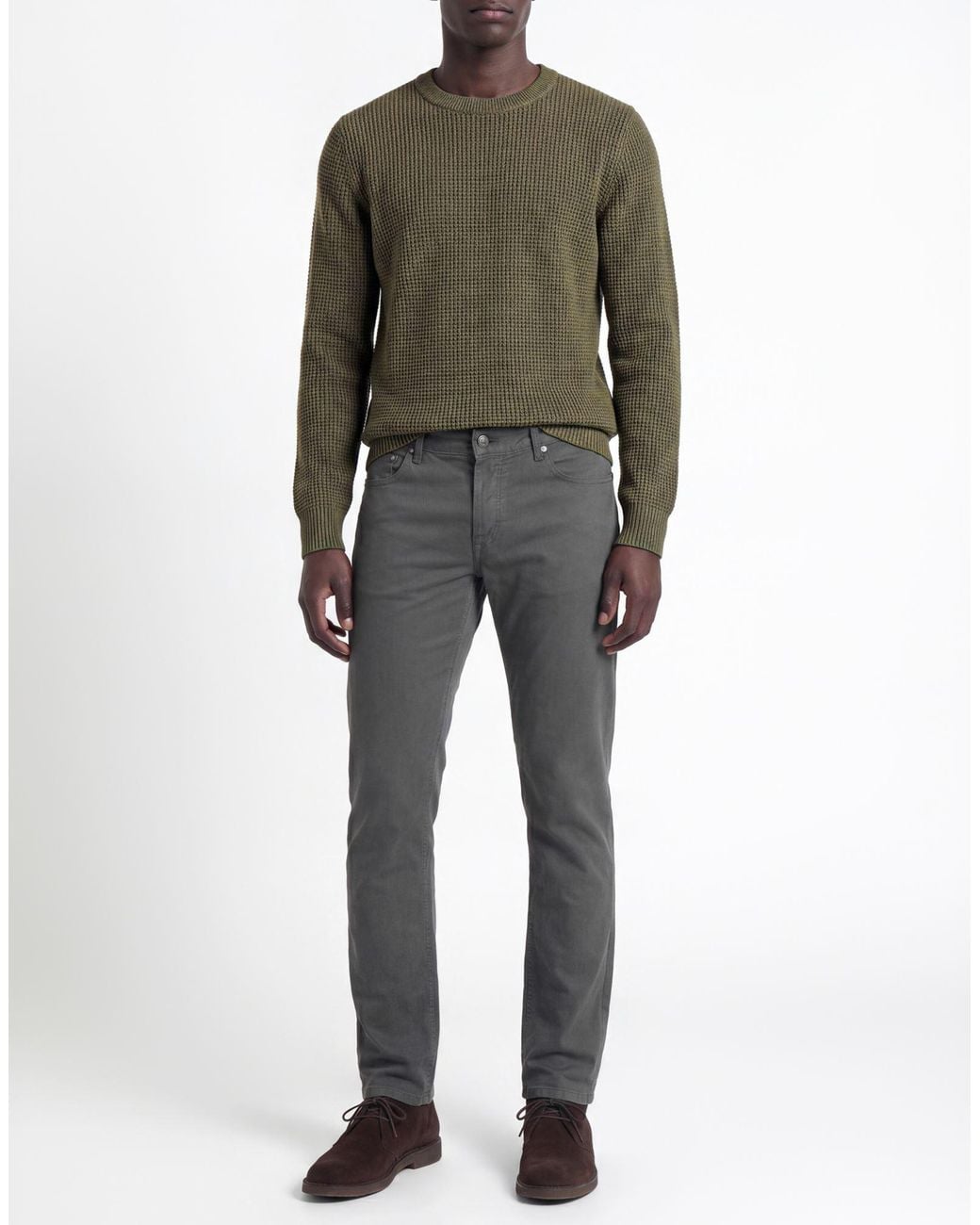 Hand Picked Gray Pants Cotton, Elastane for men