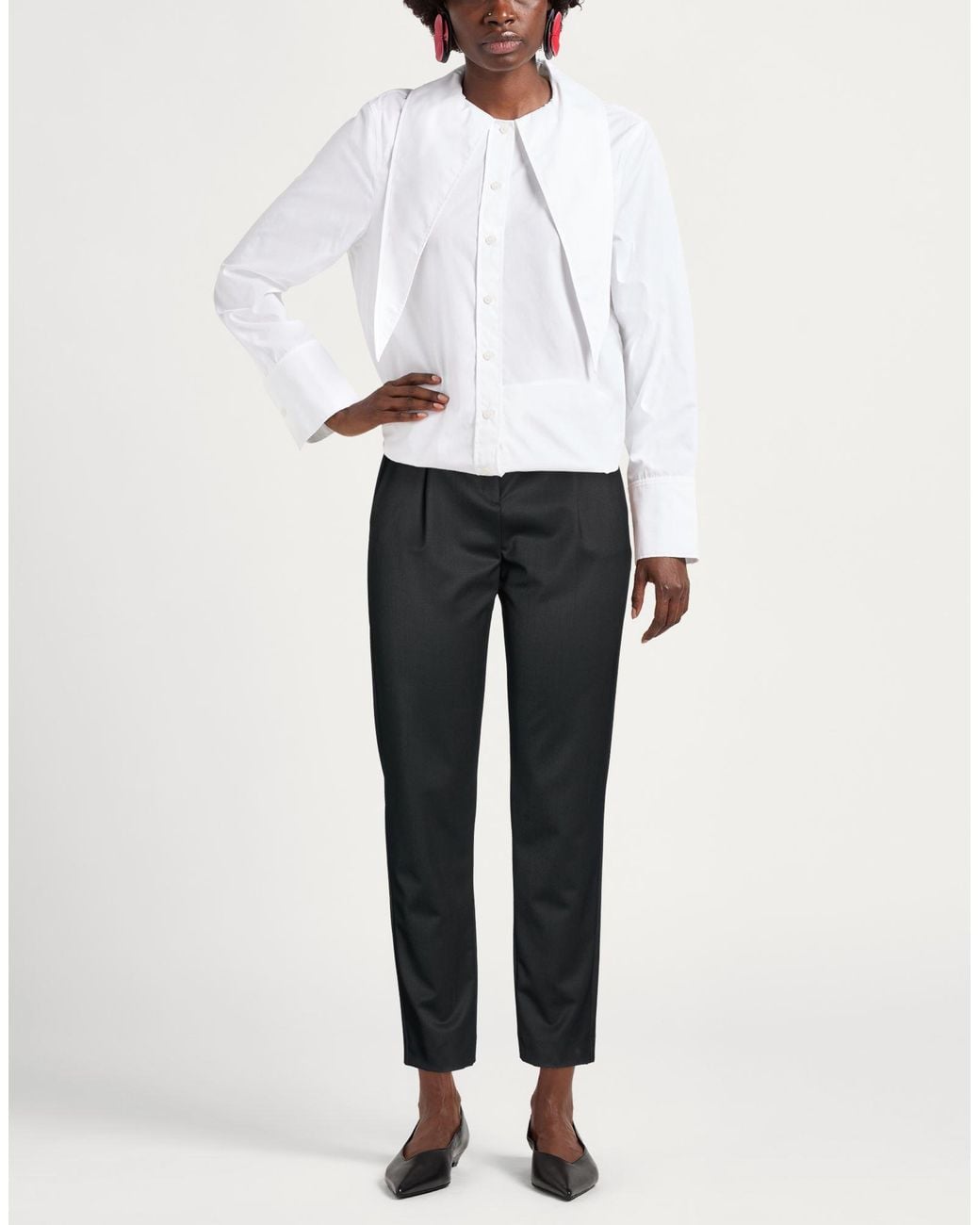 Maje Black Pants Polyester, Virgin Wool, Elastane