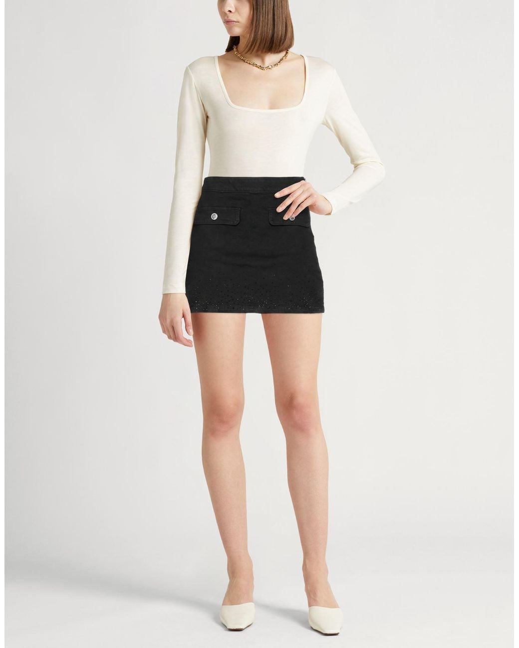 Liu Jo Black Denim Skirt Cotton, Elastane