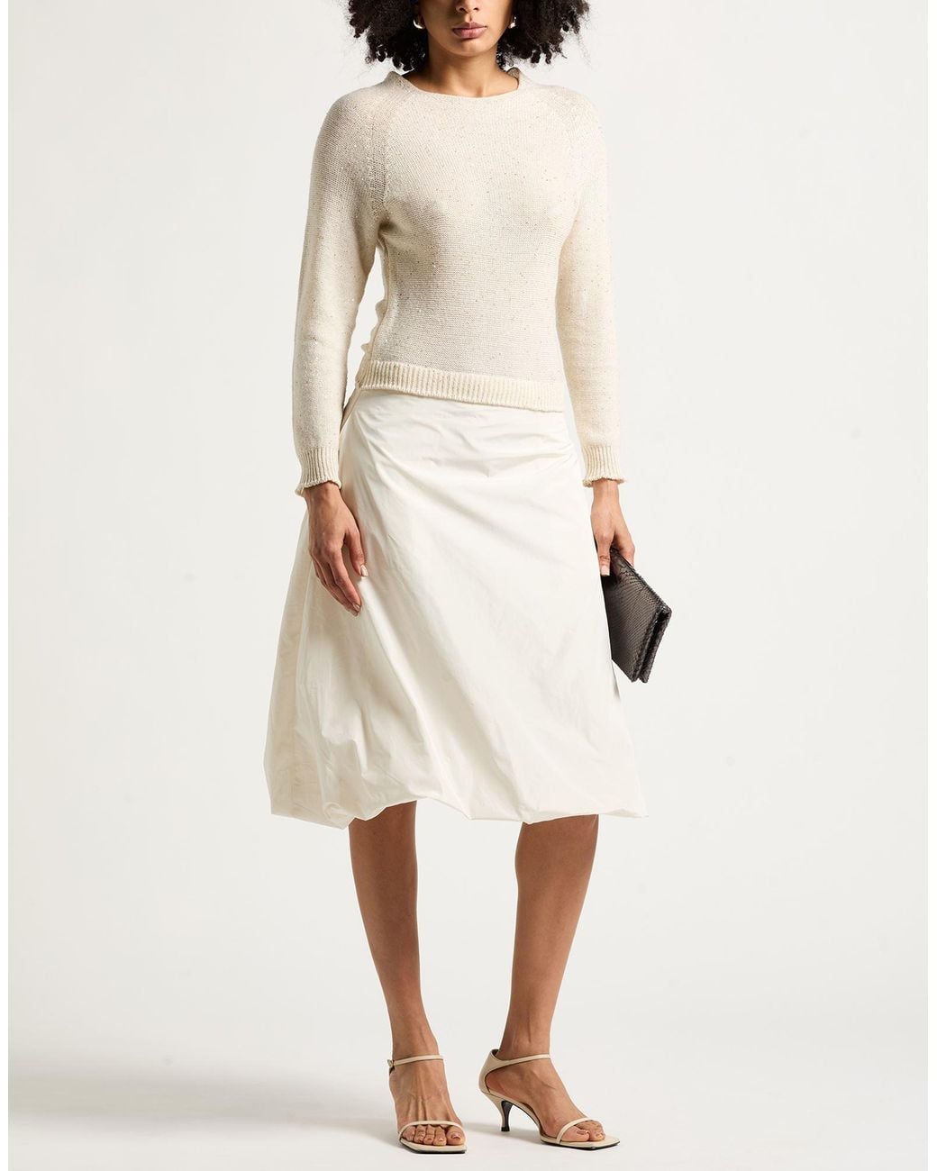 Gran Sasso Natural Midi Dress Wool, Cashmere, Metal, Polyamide