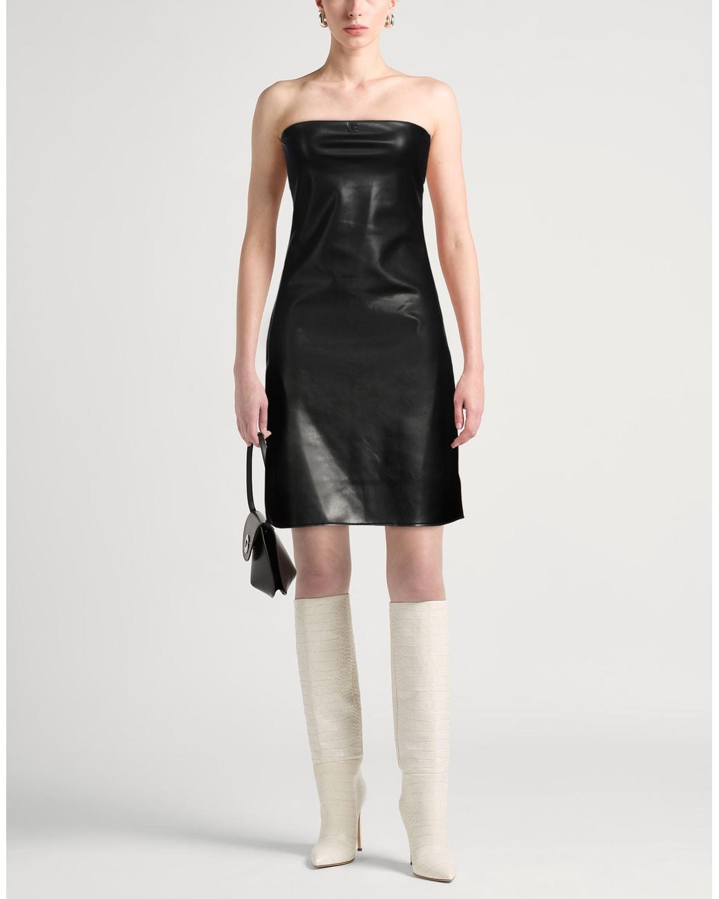 Courreges Black Mini Dress Polyurethane, Polyester
