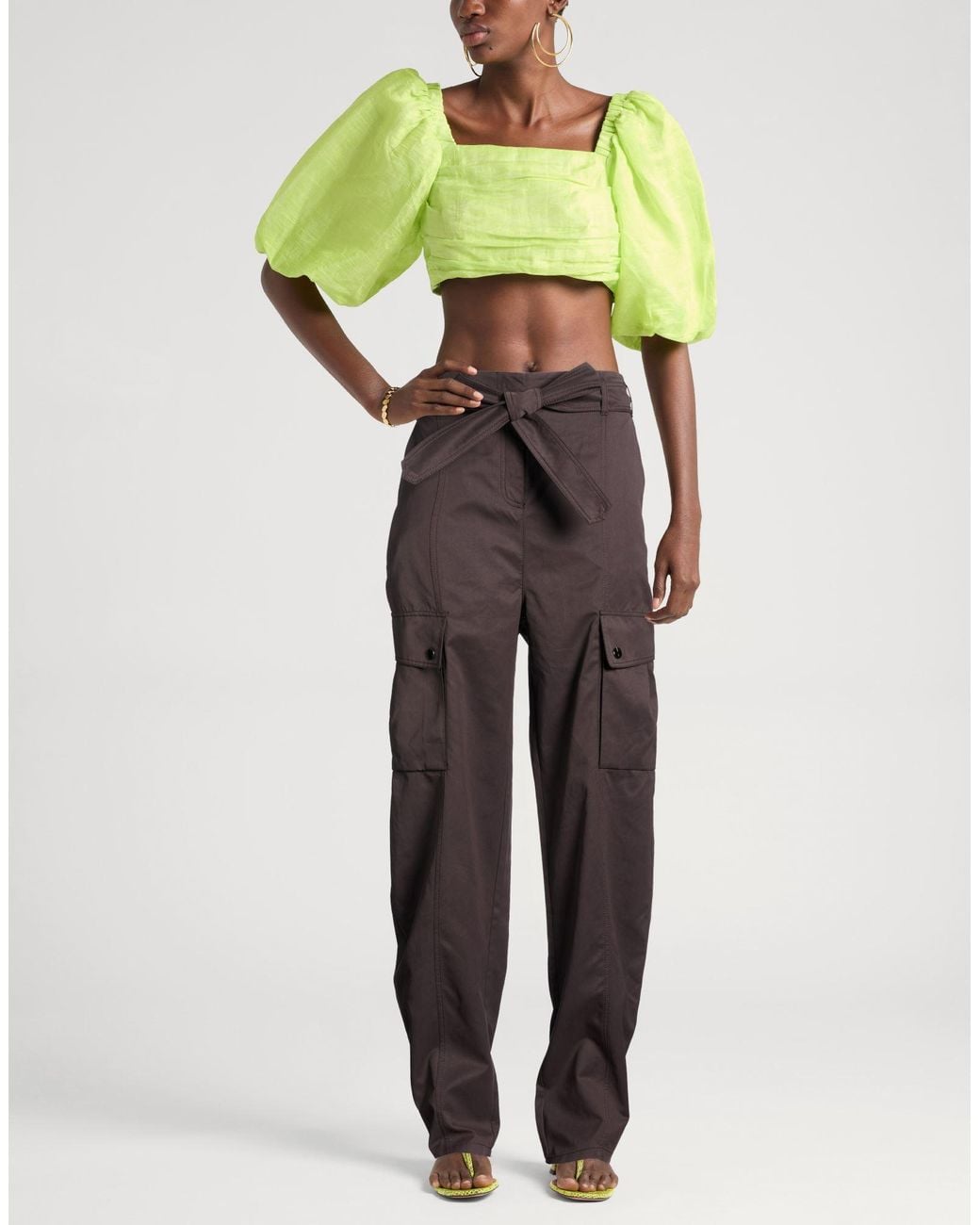 ANDAMANE Brown Pants Polyester, Polyamide