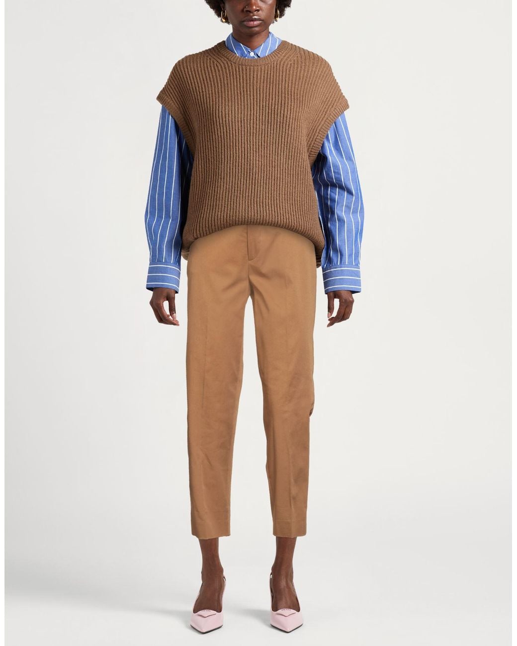 Berwich Natural Camel Pants Cotton, Elastane