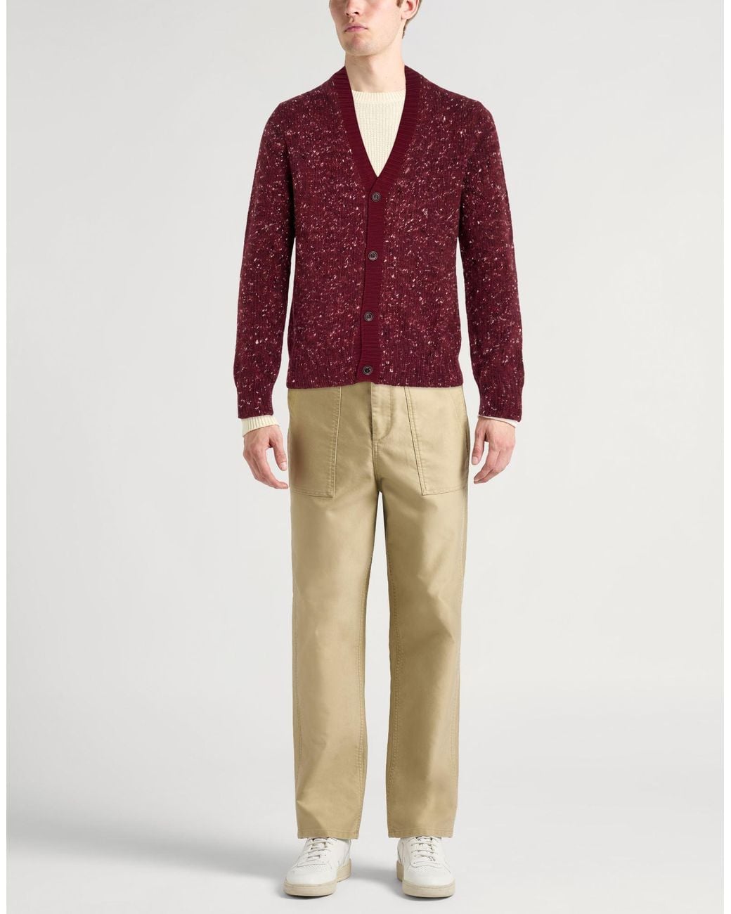 Lardini Red Burgundy Cardigan Wool, Alpaca Wool, Silk for men