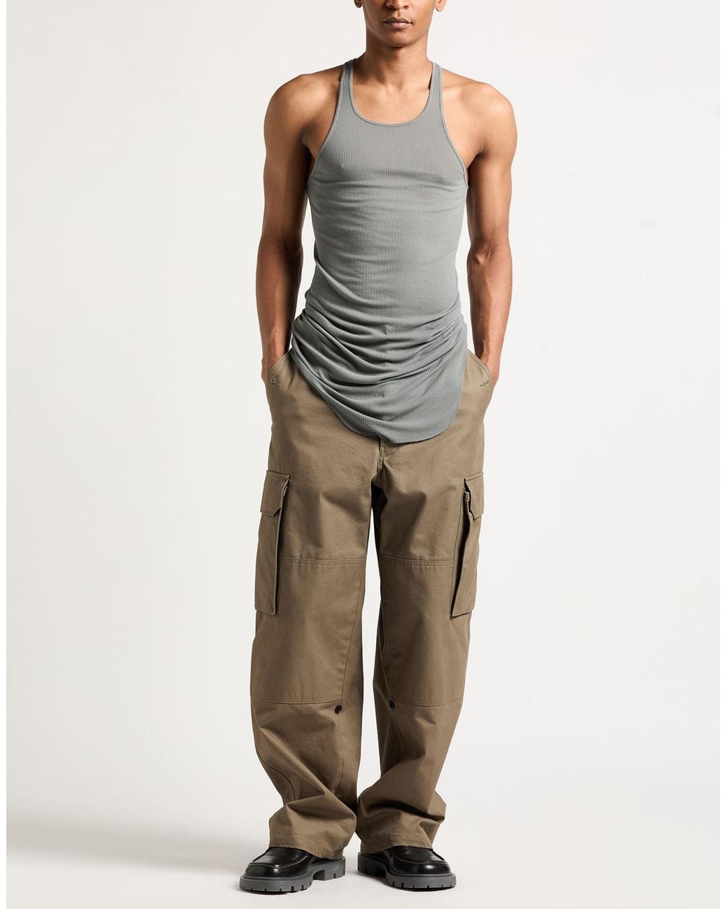 Rick Owens Gray Tank Top Viscose, Silk for men