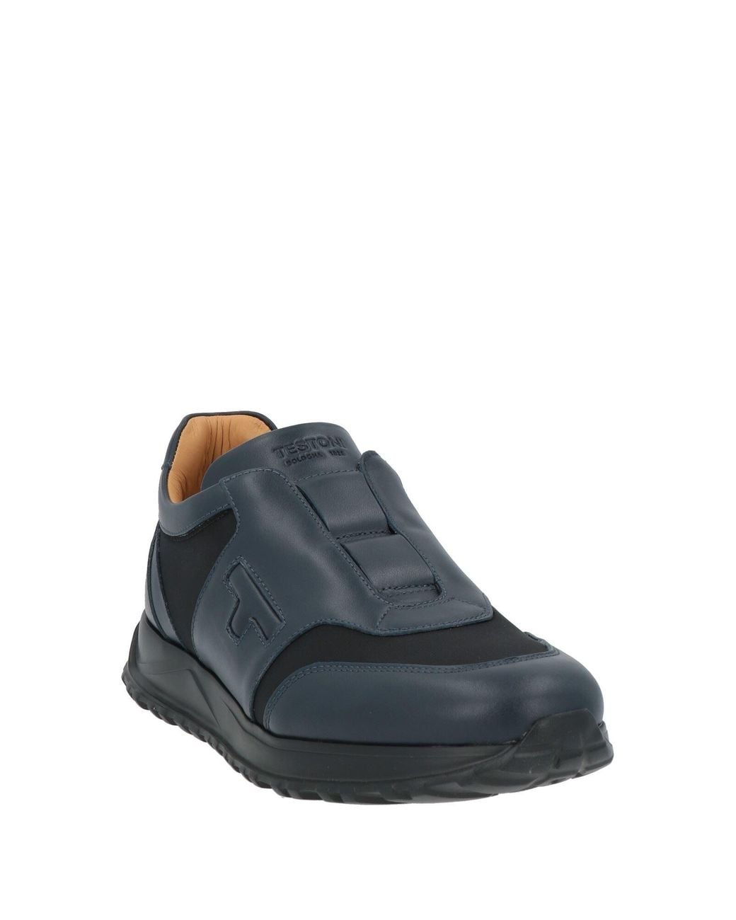 Testoni Blue Sneakers Leather, Textile Fibers for men