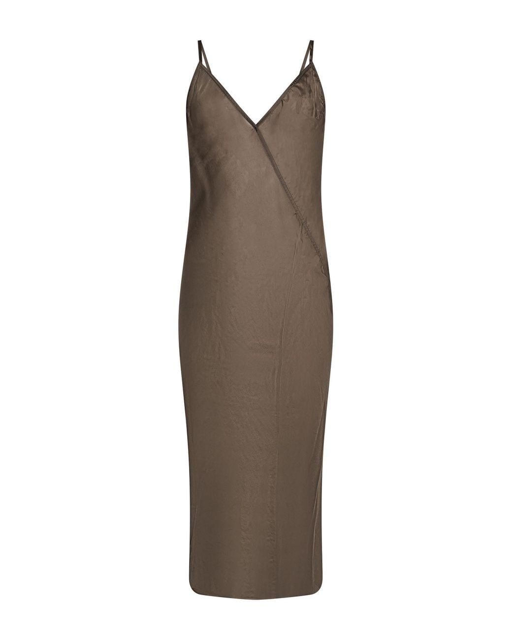 Rick Owens Brown Taupe Midi Dress Cupro