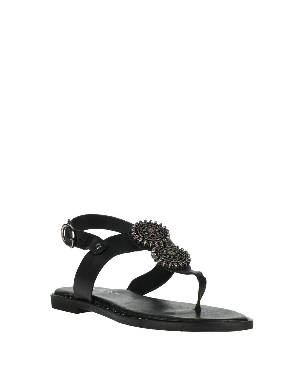 Divine Follie Black Thong Sandal Leather