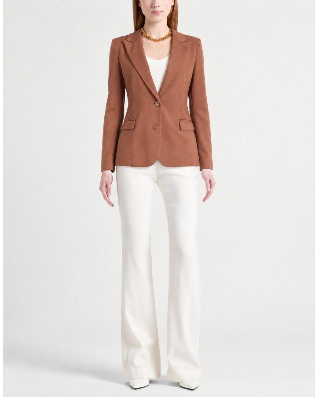 ViCOLO Brown Blazer Viscose, Polyamide, Elastane