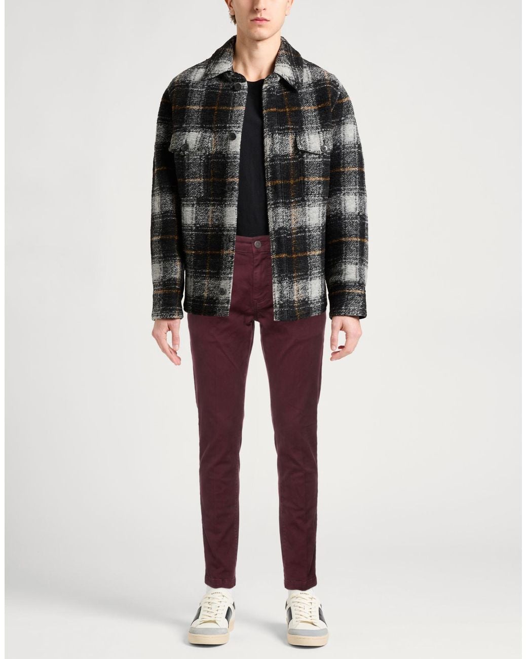 RE_HASH Purple Burgundy Pants Cotton, Elastane for men