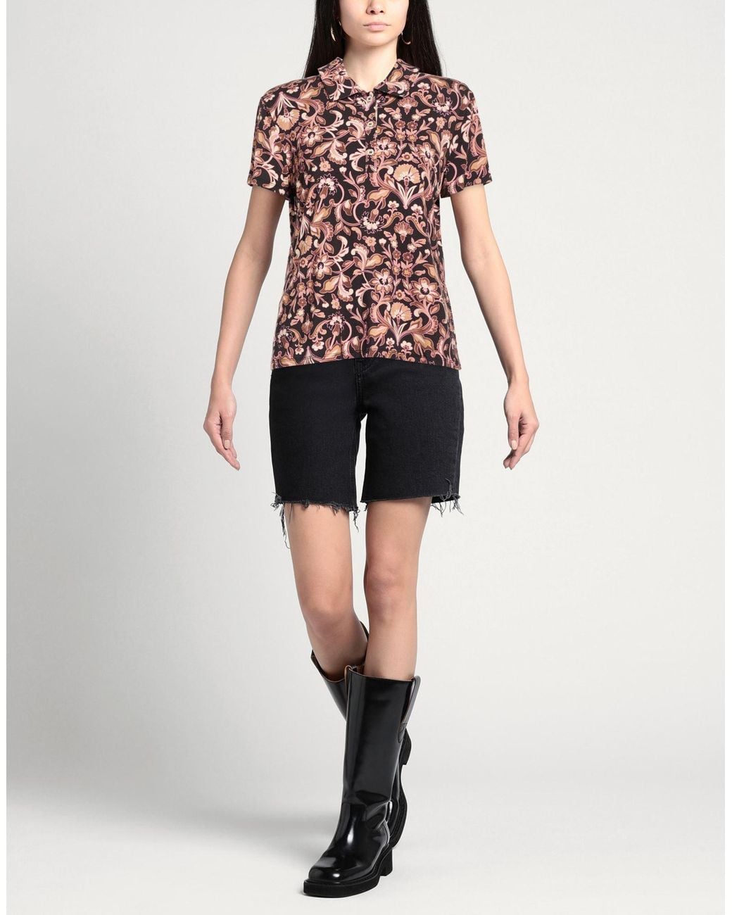 Pinko Black Polo Shirt Viscose, Elastane