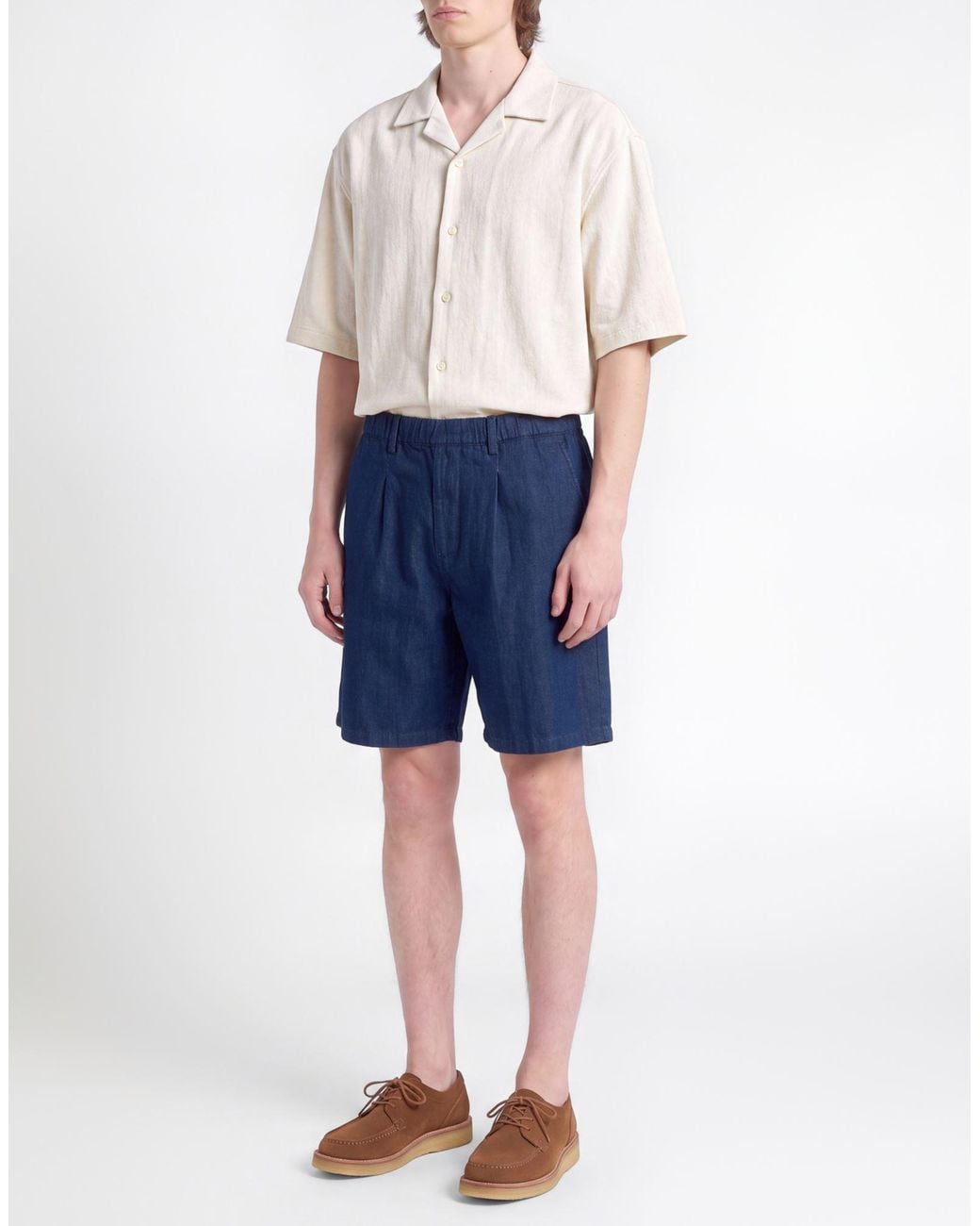 Messagerie Blue Denim Shorts Cotton, Linen for men