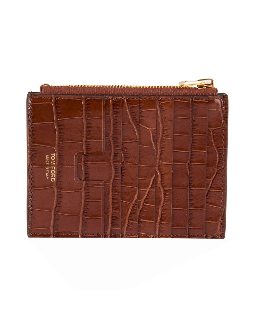 Tom Ford Brown Cardholder Calfskin, Brass