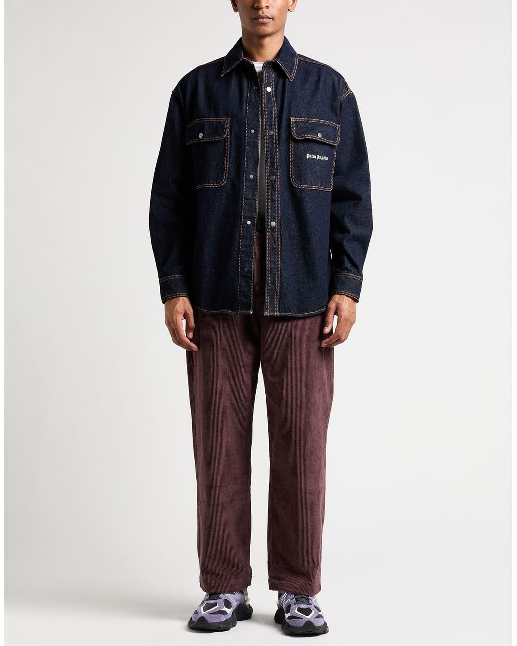 Palm Angels Blue Denim Shirt for men