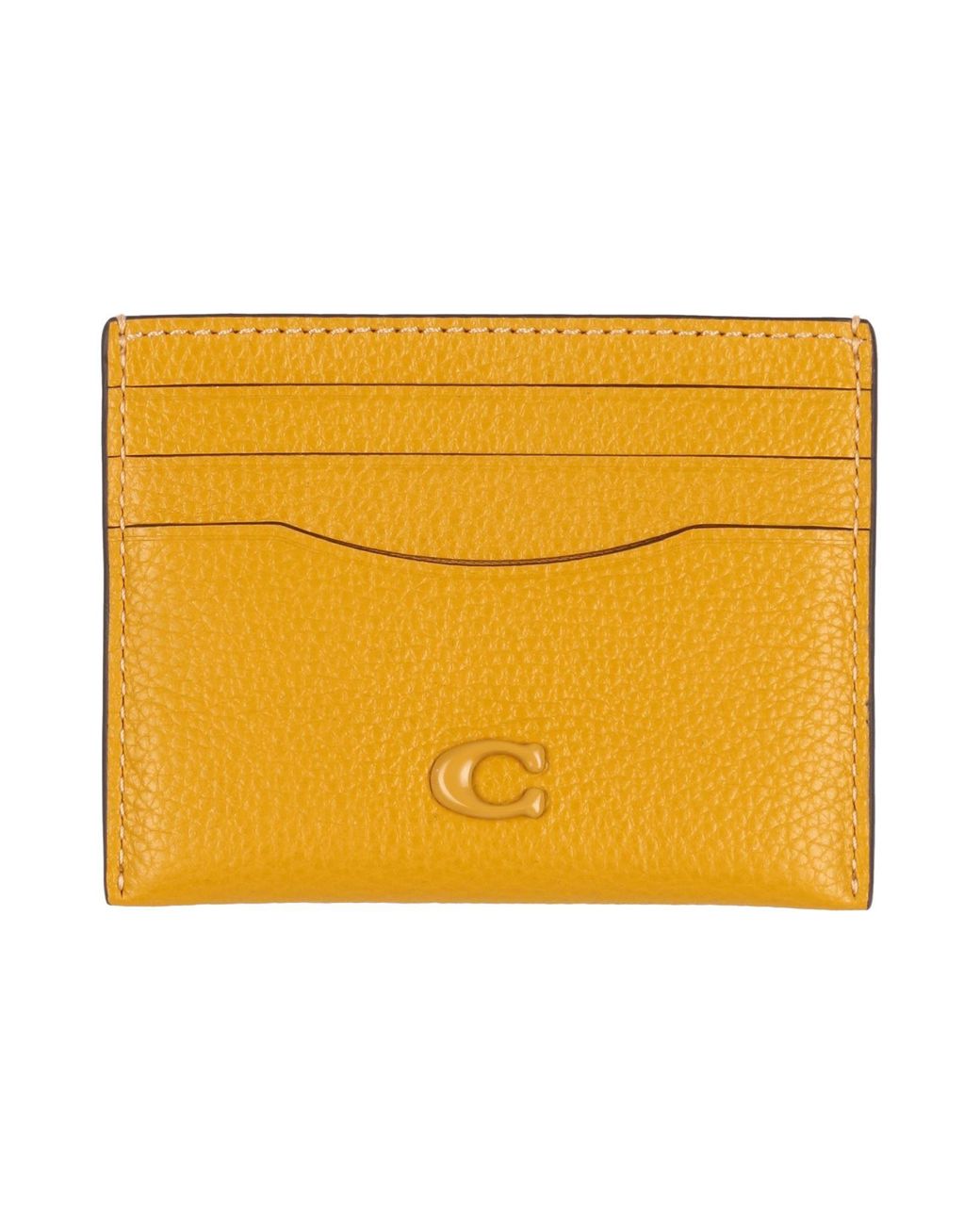 COACH Cardholder Leather in Yellow | Lyst UK