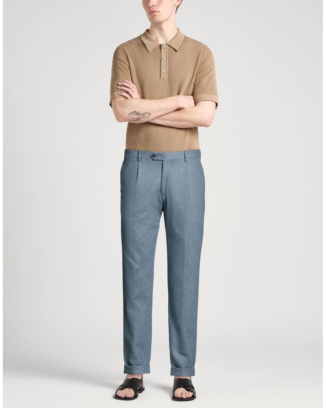 Barba Napoli Blue Pants Virgin Wool for men