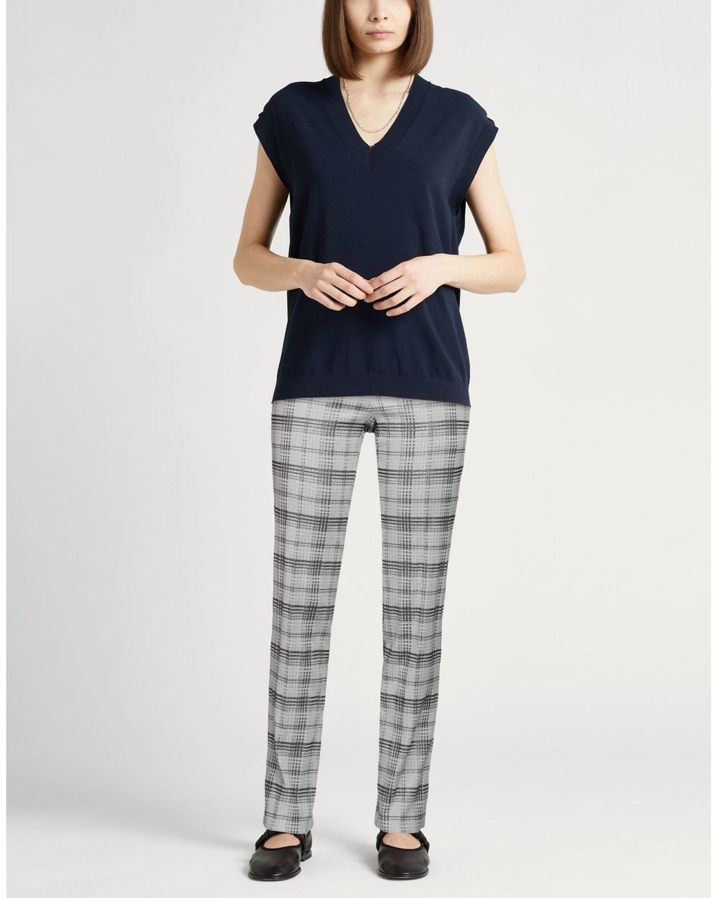 PT Torino Gray Pants Cotton, Polyamide, Polyester, Elastane