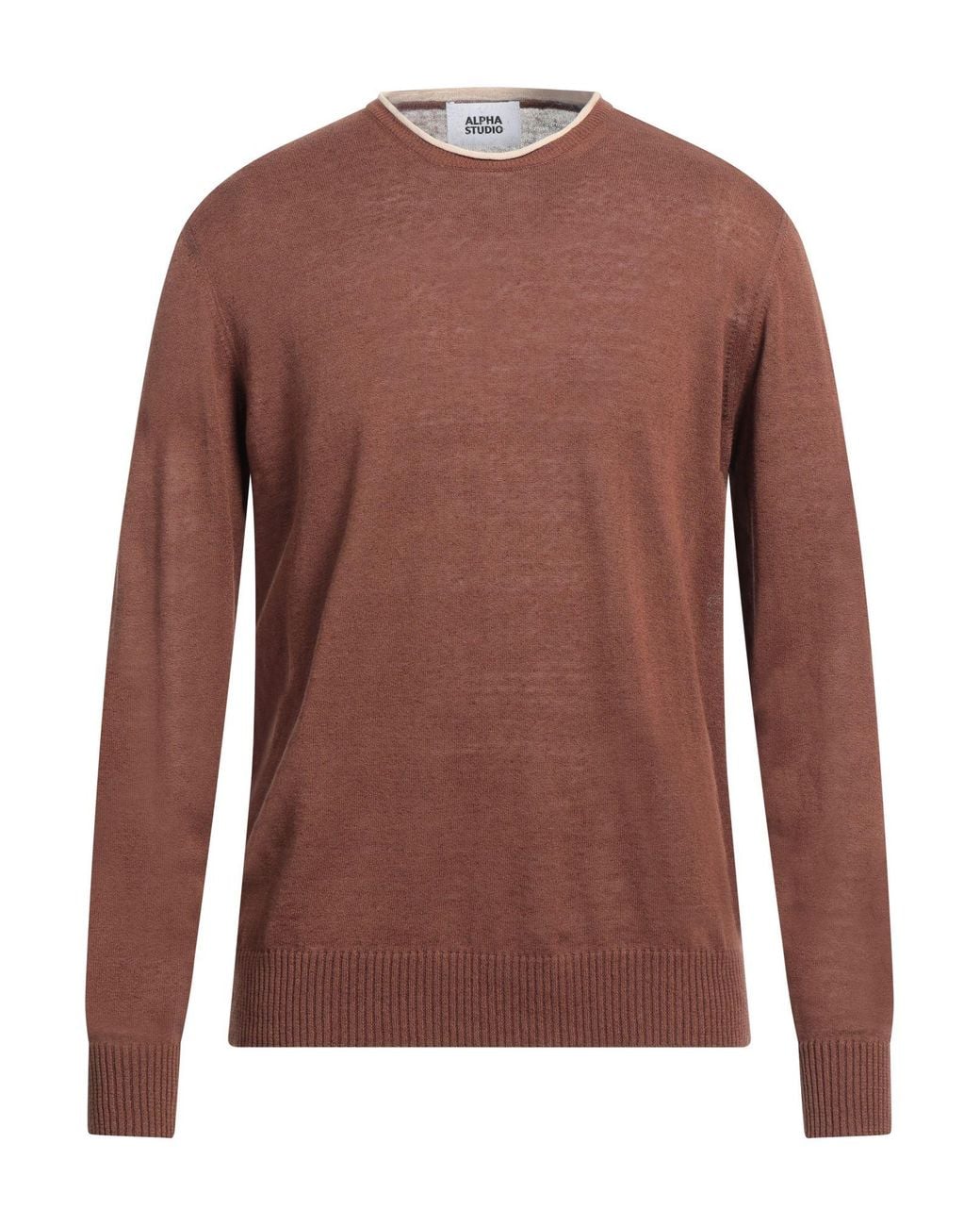 Alpha Studio Brown Sweater Linen, Cotton for men
