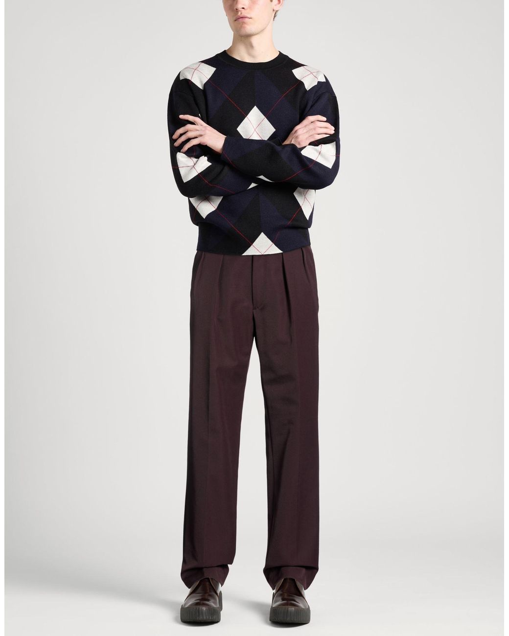 Caruso Purple Chocolate Pants Polyester, Wool for men