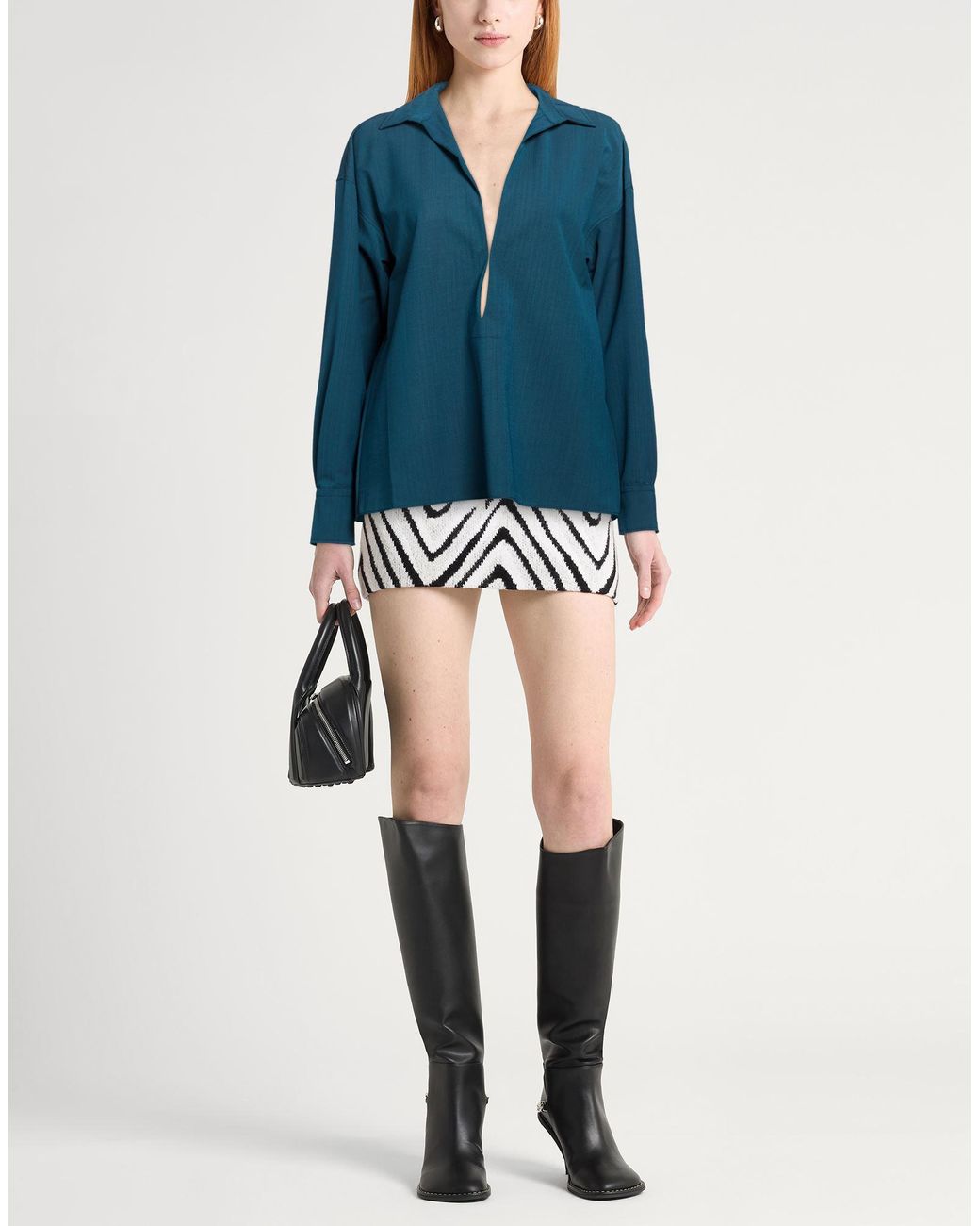Philosophy Di Lorenzo Serafini Blue Top Polyester, Virgin Wool, Elastane