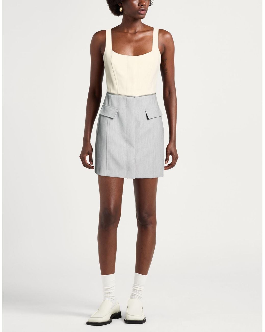 Patrizia Pepe White Mini Dress Polyester, Viscose, Elastane