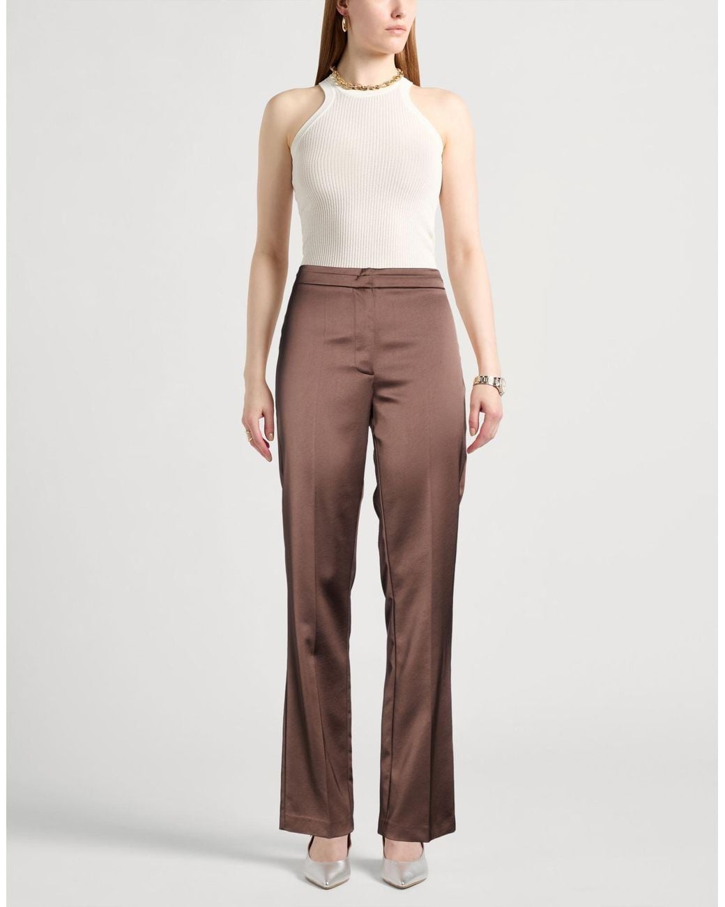 Patrizia Pepe Brown Dark Pants Polyester