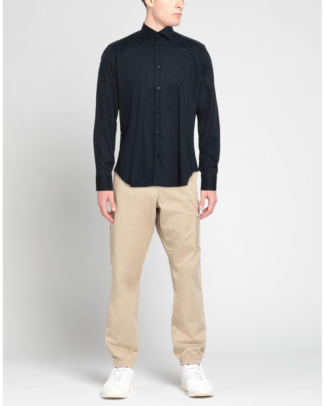Agho Blue Midnight Shirt Cotton, Elastane for men