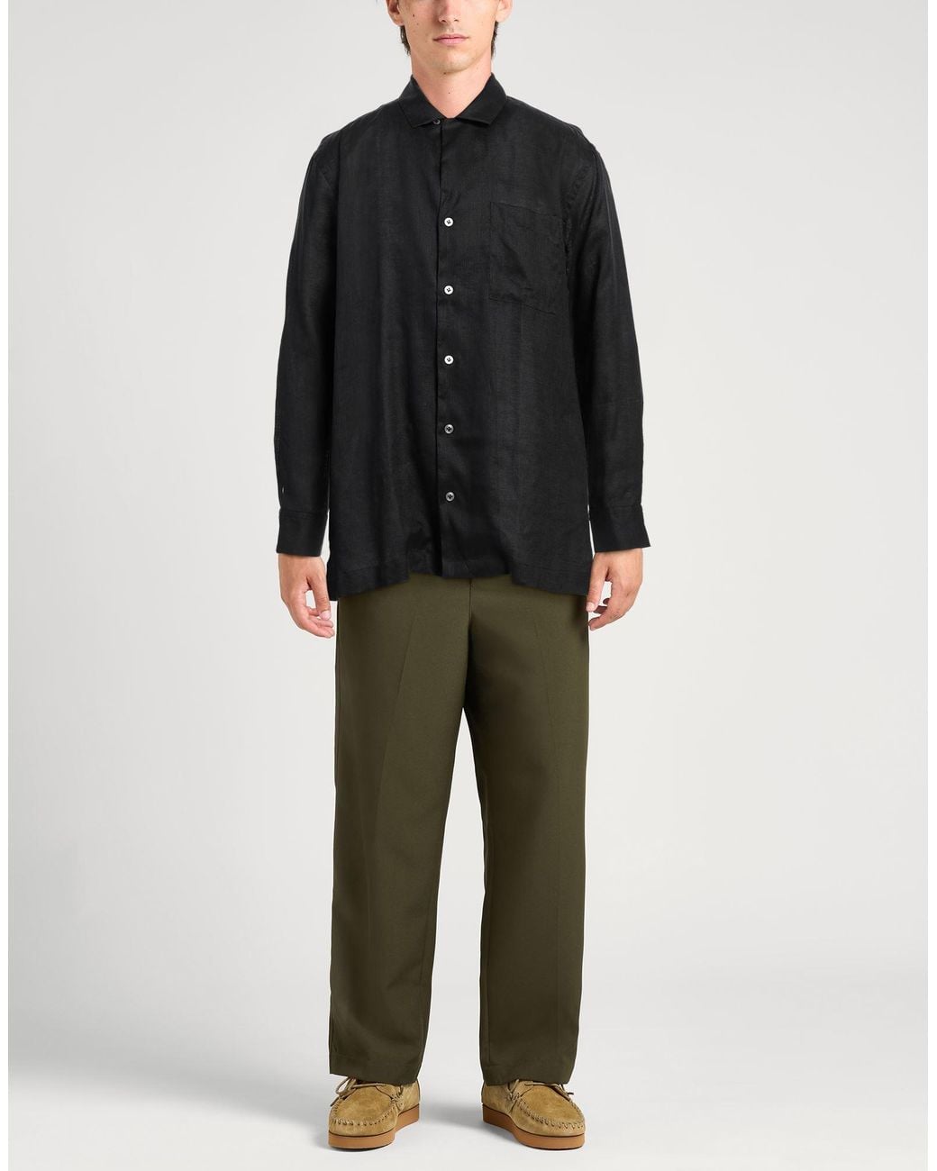 Lardini Black Shirt Linen for men