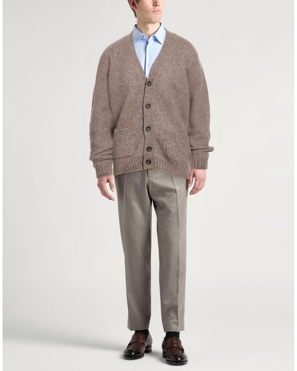 Drumohr Brown Taupe Cardigan Lambswool for men