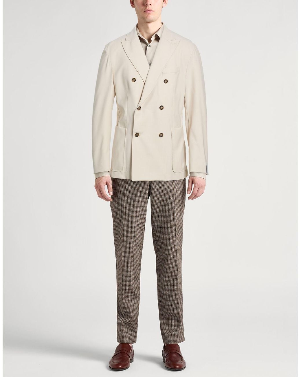 Paolo Pecora Natural Blazer Polyester, Wool, Elastane for men