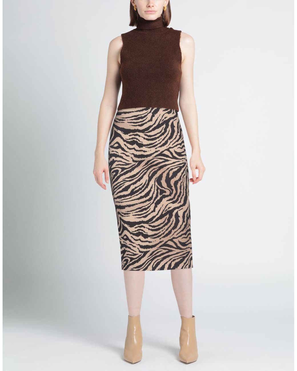 Aniye By Gray Camel Midi Skirt Polyester, Elastane