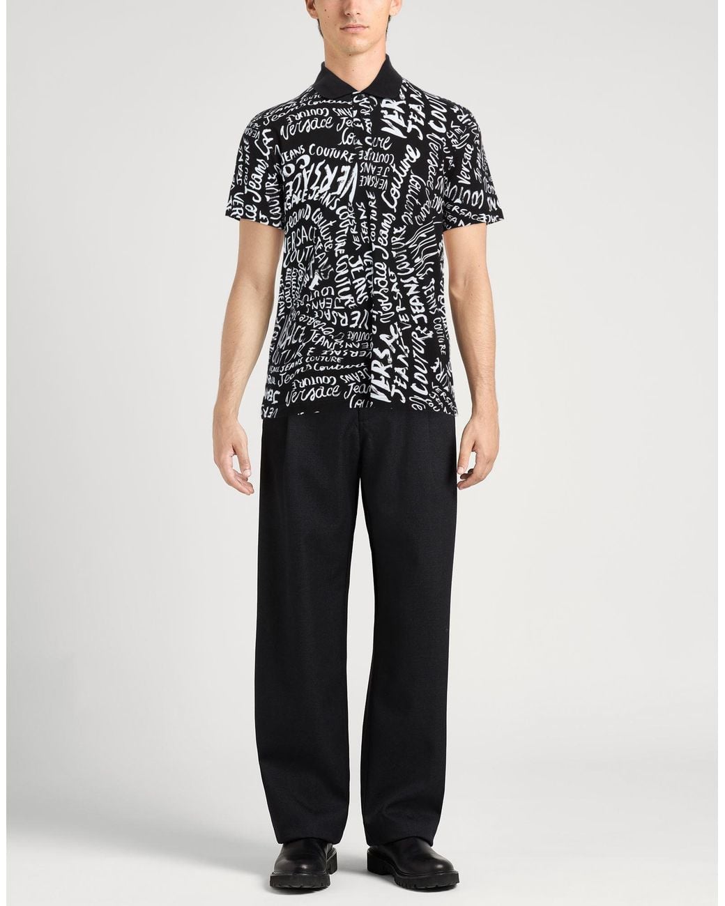 Versace Jeans Couture Black Polo Shirt Cotton, Polyester, Polyamide for men