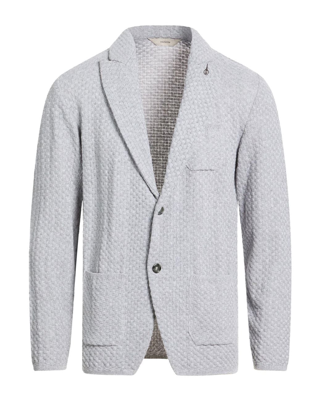Paoloni Gray Blazer Cotton, Acrylic for men