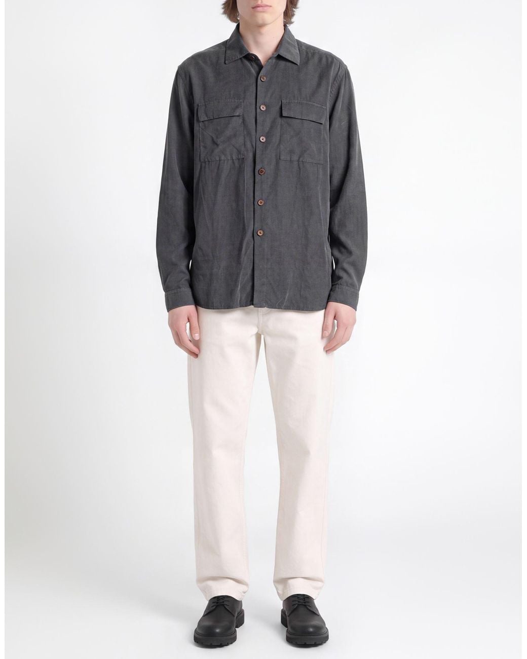 Ghirardelli Gray Charcoal Shirt Cotton for men