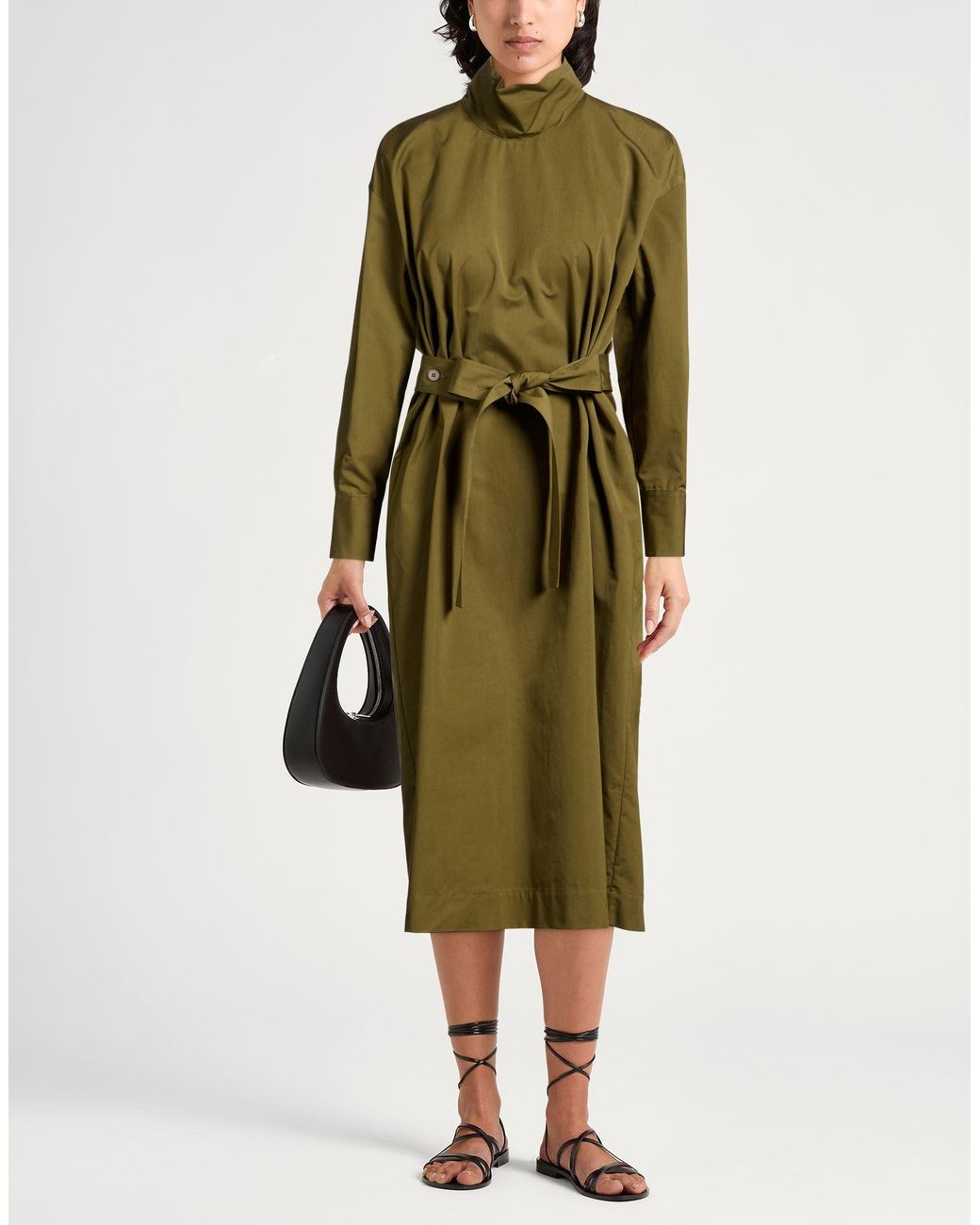 Fabiana Filippi Green Military Midi Dress Cotton