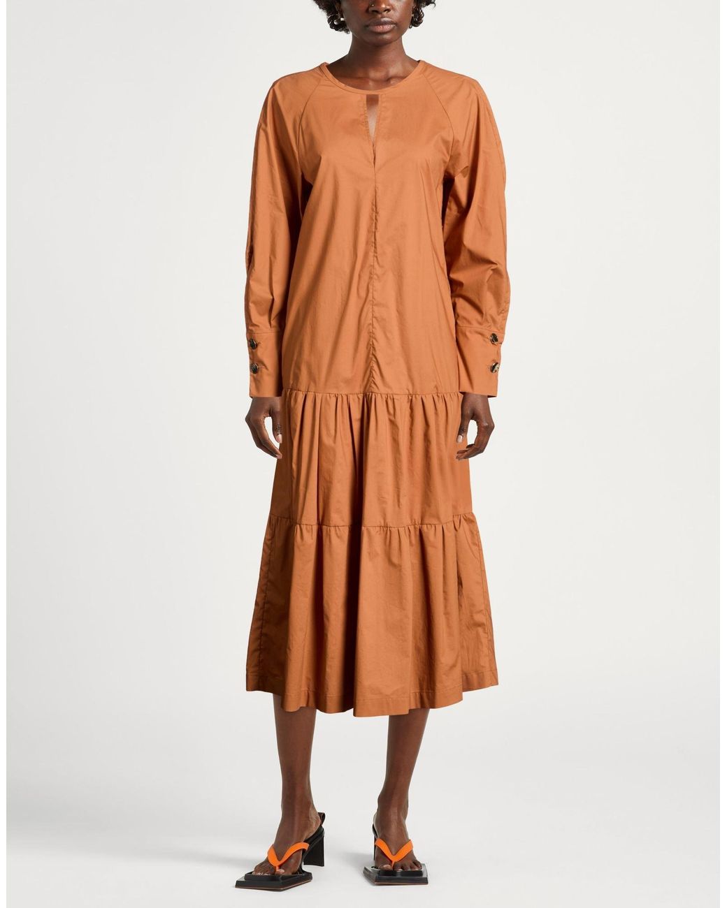 Tela Brown Midi Dress Cotton